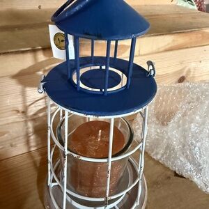 (NEW) Lighthouse Lantern Home Decor / Candle Holder w/ Bolsius  Candle
